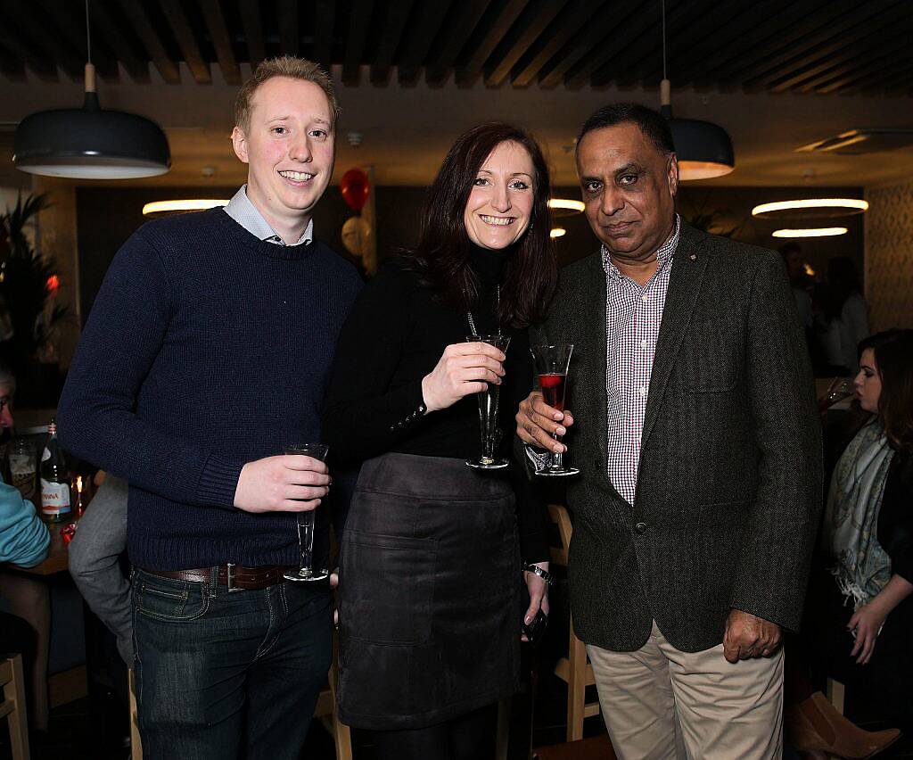 Pictured at the launch of Ireland's first Prezzo restaurant in Liffey Valley Shopping Centre, Dublin recently (12th February 2016) were Nick Freeland, Louise Hill and Mr Sehmi.