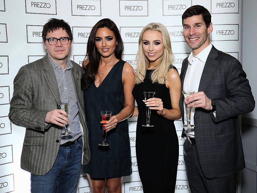 Model and singer Nadia Forde with Rosie Connolly, Christian Pole (Marketing Director Prezzo left)  and Dirk Eller (CEO Prezzo right) at the launch of Ireland's first Prezzo restaurant in Liffey Valley Shopping Centre, Dublin recently (12th February 2016).