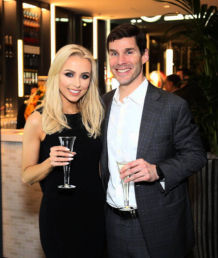 Blogger Rosie Connolly with Dirk Eller (CEO of Prezzo) at the launch of Ireland's first Prezzo restaurant in Liffey Valley Shopping Centre, Dublin recently (12th February 2016)