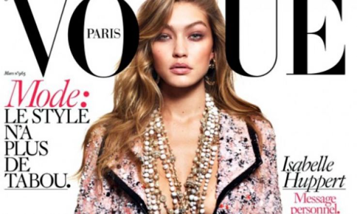 Gigi Hadid poses in 'mostly Chanel N°5' for Paris Vogue