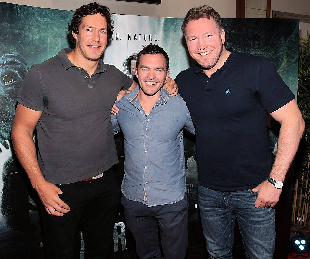 Rugby Players Mike McCarthy, Conor O Loughlin and Michael Swift at the Irish premiere screening of The Legend of Tarzan at the Savoy Cinema,Dublin..Picture:Brian McEvoy.