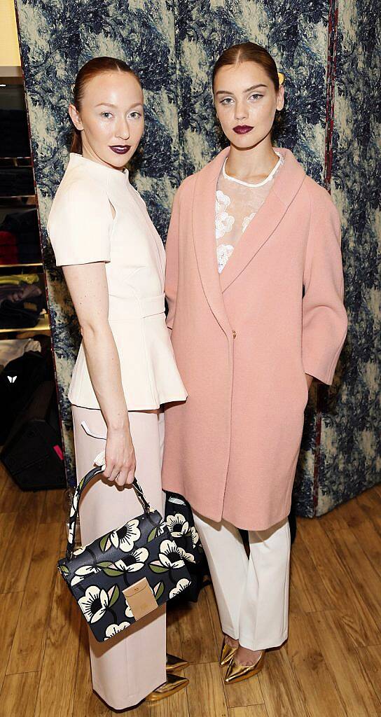 
January Russell and Abby Harris at the Arnotts Autumn Winter 2016 Womenswear show held in Clodagh’s Kitchen Arnotts-photo Kieran Harnett