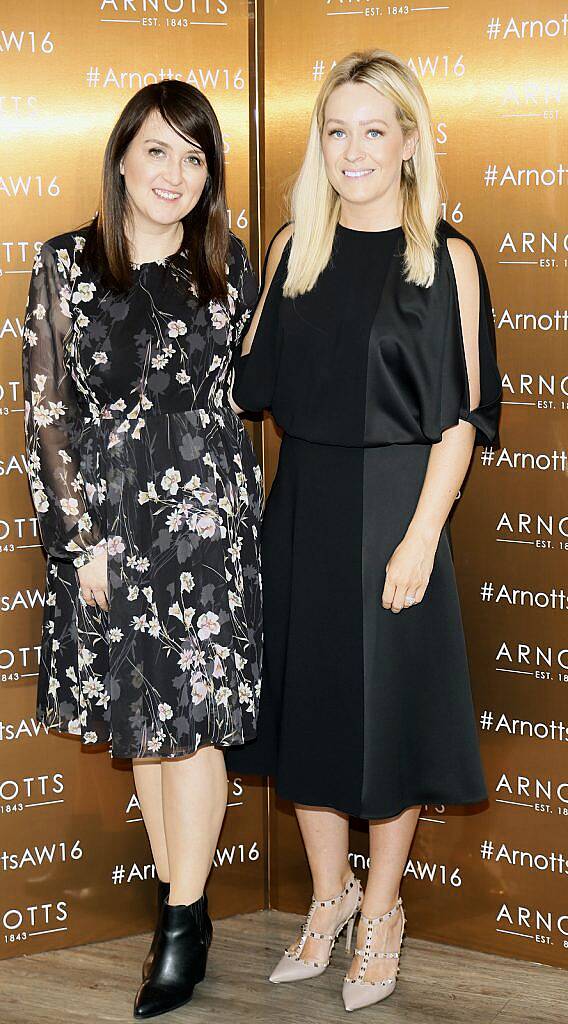 
Lisa Stanley and Rachael Armstrong at the Arnotts Autumn Winter 2016 Womenswear show held in Clodagh’s Kitchen Arnotts-photo Kieran Harnett