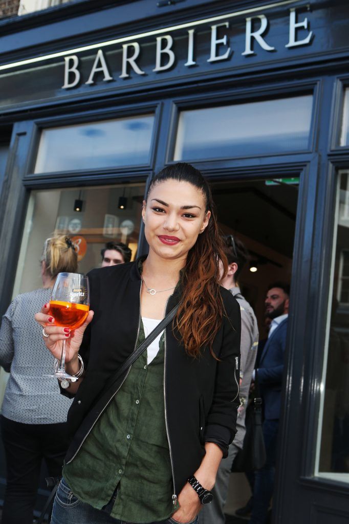 Soraiya Ryan  at Dublin’s coolest Italian barber shop, Barbiere, opened its doors on Lower Baggot Street. Enny Buono, unveiled the new store to a host of Irish journalists, bloggers, stylists and professionals from the area. Photo: Leon Farrell/Photocall Ireland. 