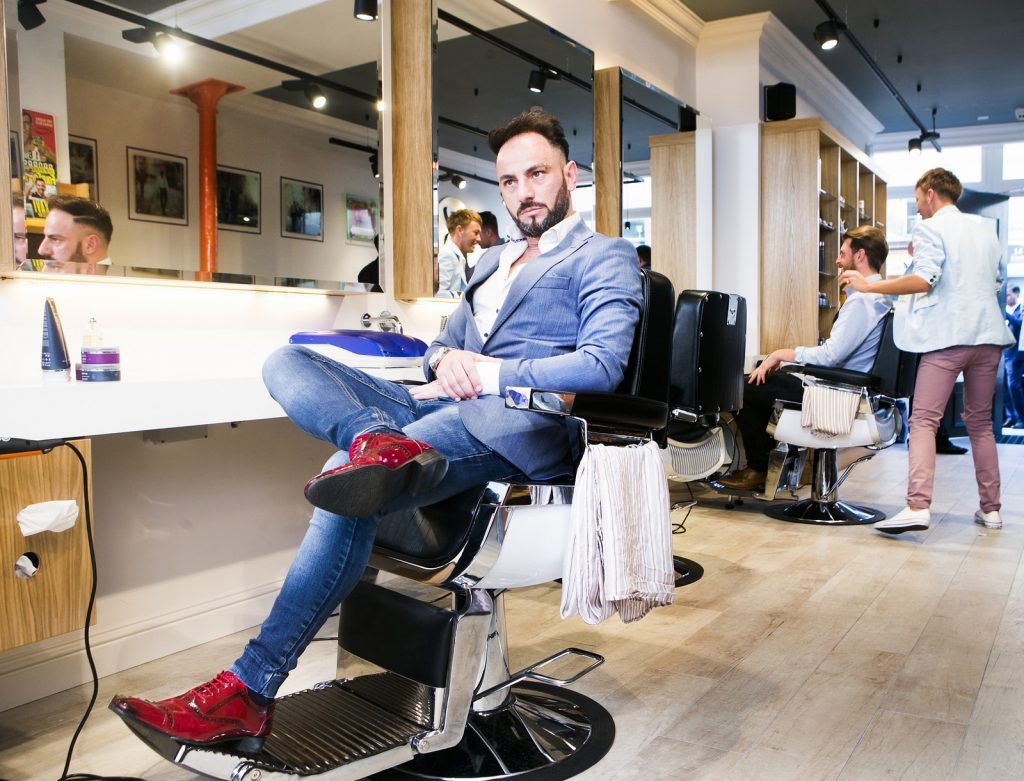 Proud owner, Enny Buono in  Dublin’s coolest Italian barber shop, Barbiere, opened its doors on Lower Baggot Street. Enny Buono, unveiled the new store to a host of Irish journalists, bloggers, stylists and professionals from the area. Photo: Leon Farrell/Photocall Ireland.  