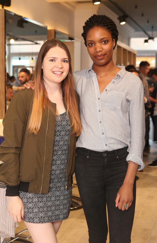 Orna Clarke and Roseanne Ogodo  at Dublin’s coolest Italian barber shop, Barbiere, opened its doors on Lower Baggot Street. Proud owner, Enny Buono, unveiled the new store to a host of Irish journalists, bloggers, stylists and professionals from the area. Photo: Leon Farrell/Photocall Ireland.