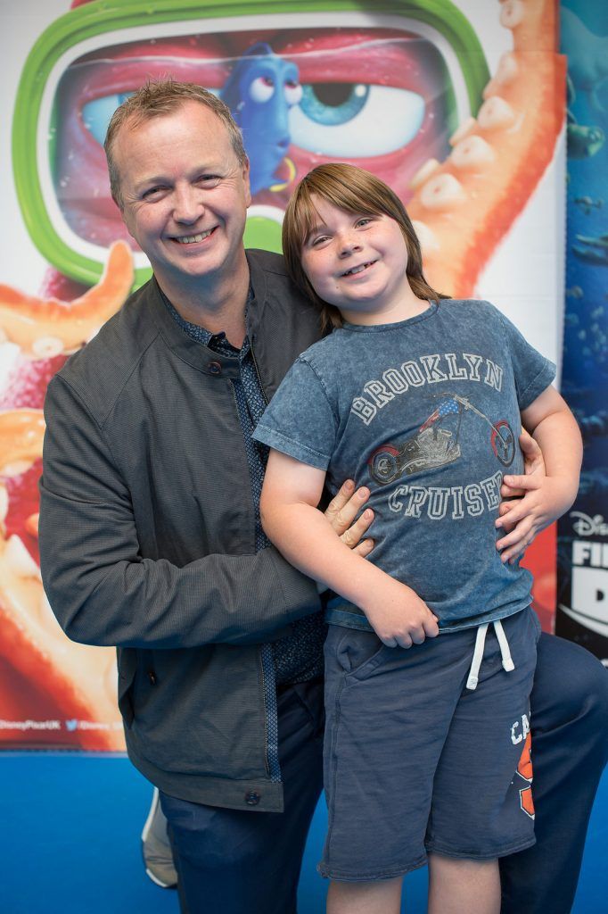 Matt & Harry Cooper pictured at the Irish Gala Screening of Disney Pixar's ' Finding Dory' at the Odeon Point Village. Photo: Anthony Woods.