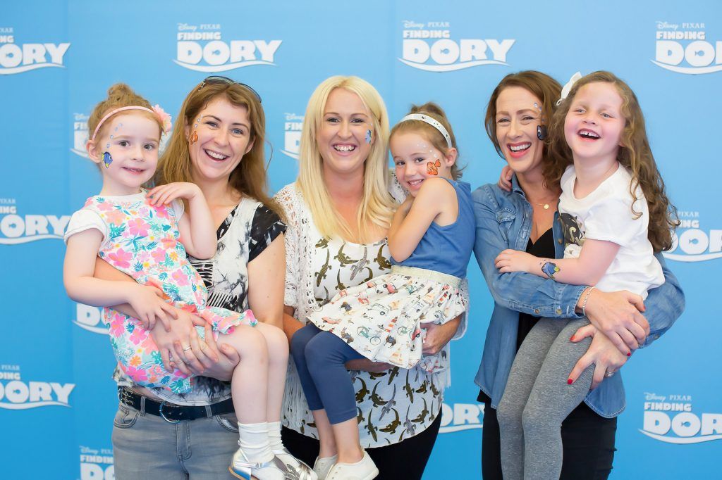 Rachelle & Megan Looby, Elaine & Lily Owen & Donna & Maya Daly pictured at the Irish Gala Screening of Disney Pixar's ' Finding Dory' at the Odeon Point Village. Photo: Anthony Woods.