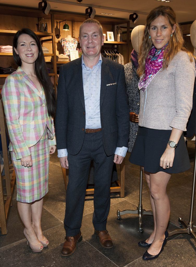 Patrica Mc Dyer, Hugh hilley and Charlotte Temple pictured at the Magee 1866 AW16 launch, South Anne Street (Photo by Patrick O’Leary)
