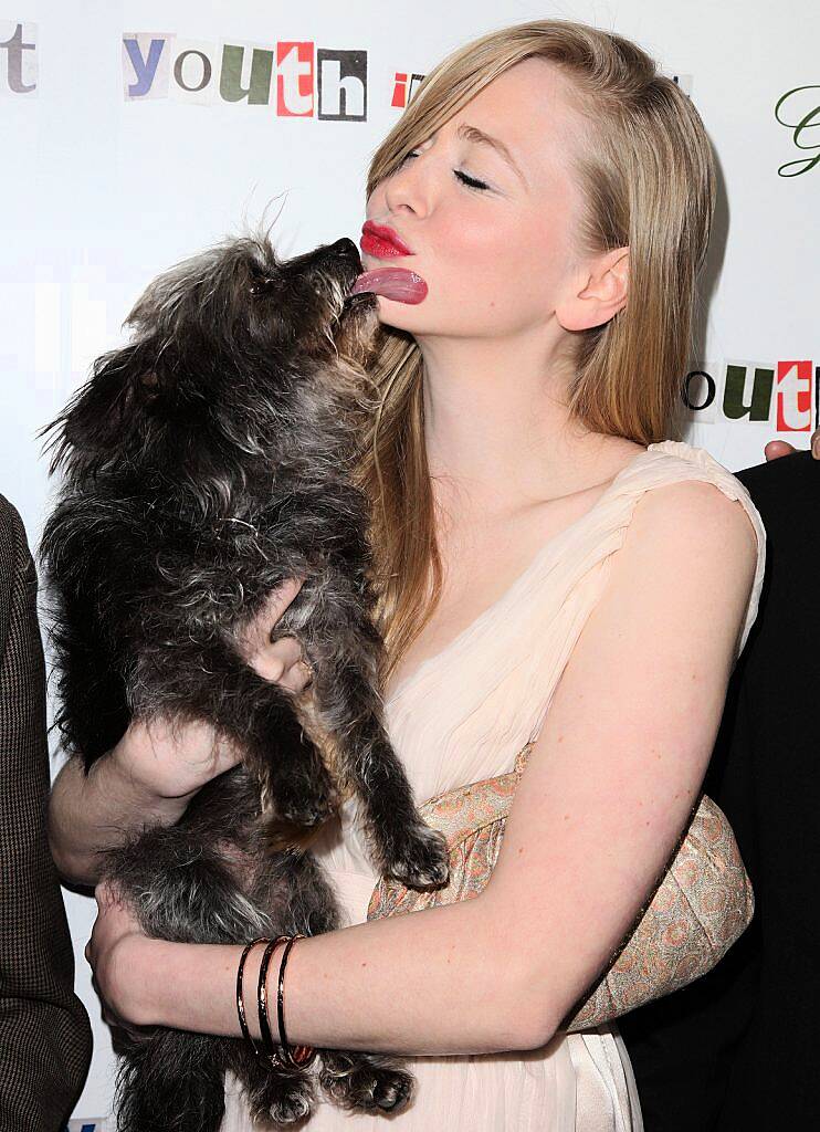 Actress Portia Doubleday and celebrity dog Oscar attend the premiere of 'Youth in Revolt' at Mann Chinese 6 on January 6, 2010 in Los Angeles, California.  (Photo by Angela Weiss/Getty Images)