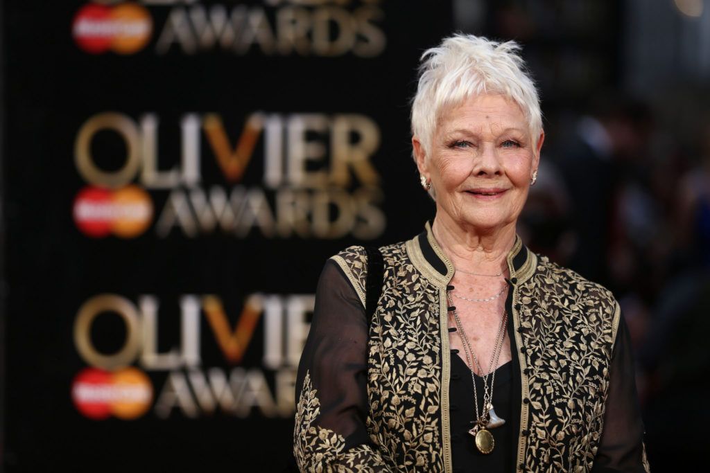 British actress Judi Dench poses on the red carpet upon arrival to attend the 2016  Laurence Olivier Awards in London on April 3, 2016. / AFP / JUSTIN TALLIS        (Photo credit should read JUSTIN TALLIS/AFP/Getty Images)