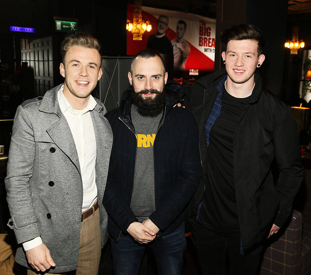 Jamie Gill, James Loughnane and Cillian O'Donnell at the 98FMBigBreakfast LIVE from The Odeon on Harcourt Street 

photo Kieran Harnett