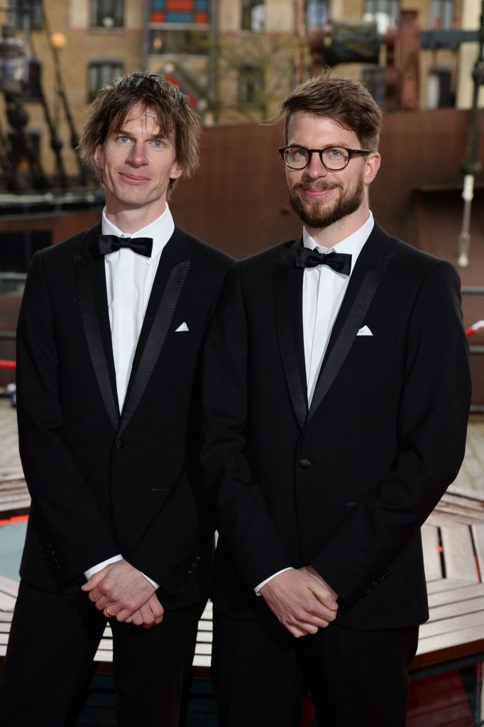 LONDON, ENGLAND - APRIL 07:  (L-R) Peter Curry and Robert Curry arrive for The British Academy Games Awards 2016  at Tobacco Dock on April 7, 2016 in London, England.  (Photo by Jeff Spicer/Getty Images)