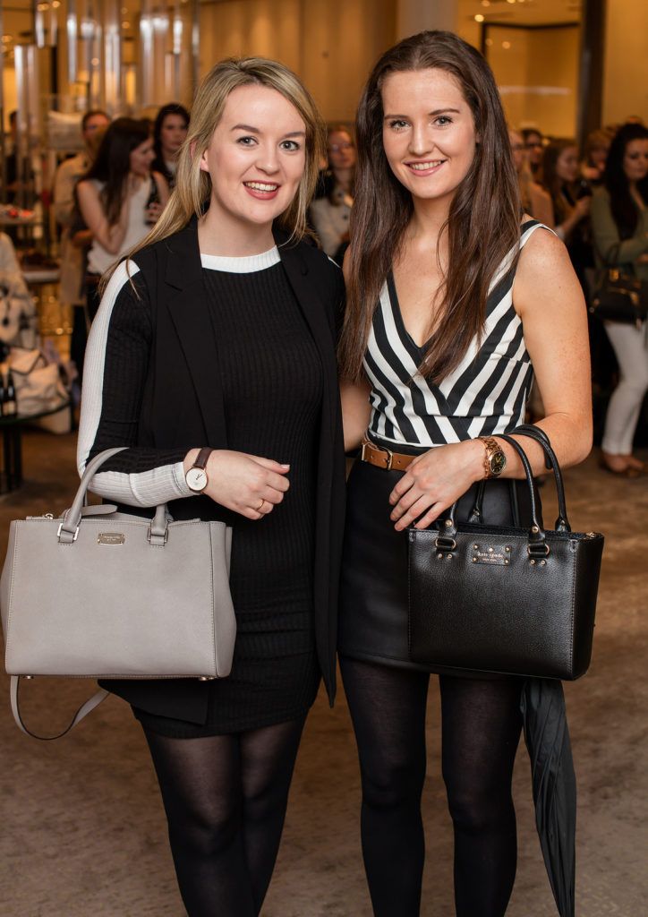 Aislinn Mackey & Saundra O'Connor pictured at the launch of the Michael Kors Jet Set 6 Shoe Collection at Brown Thomas Dublin. Photo: Anthony Woods.

Brown Thomas hosted an exclusive Michael Kors event to celebrate the launch of the new season Jet Set 6 shoe collection in the luxurious flagship store. Guests browsed through the collection and met with influential Irish born New York based blogger Erika Fox who shared her style tips and posed for the perfect selfie at the specially set up selfie booth. Guests were served with delicious canapés including fillet of beef on toasted croutes with horseradish cream, Stilton and red onion tartlets and prosciutto cups with feta, mint and sundried tomatoes along with snipes of Prosecco. Daniella Moyles provided the super cool soundtrack to the night. 