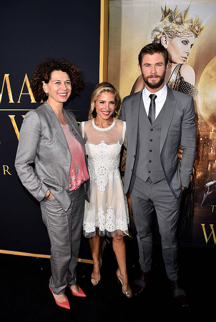 WESTWOOD, CALIFORNIA - APRIL 11:  Chairman of Universal Pictures Donna Langley, model Elsa Pataky and actor Chris Hemsworth attend the premiere of  Universal Pictures' "The Huntsman: Winter's War" at the Regency Village Theatre on April 11, 2016 in Westwood, California.  (Photo by Kevin Winter/Getty Images)