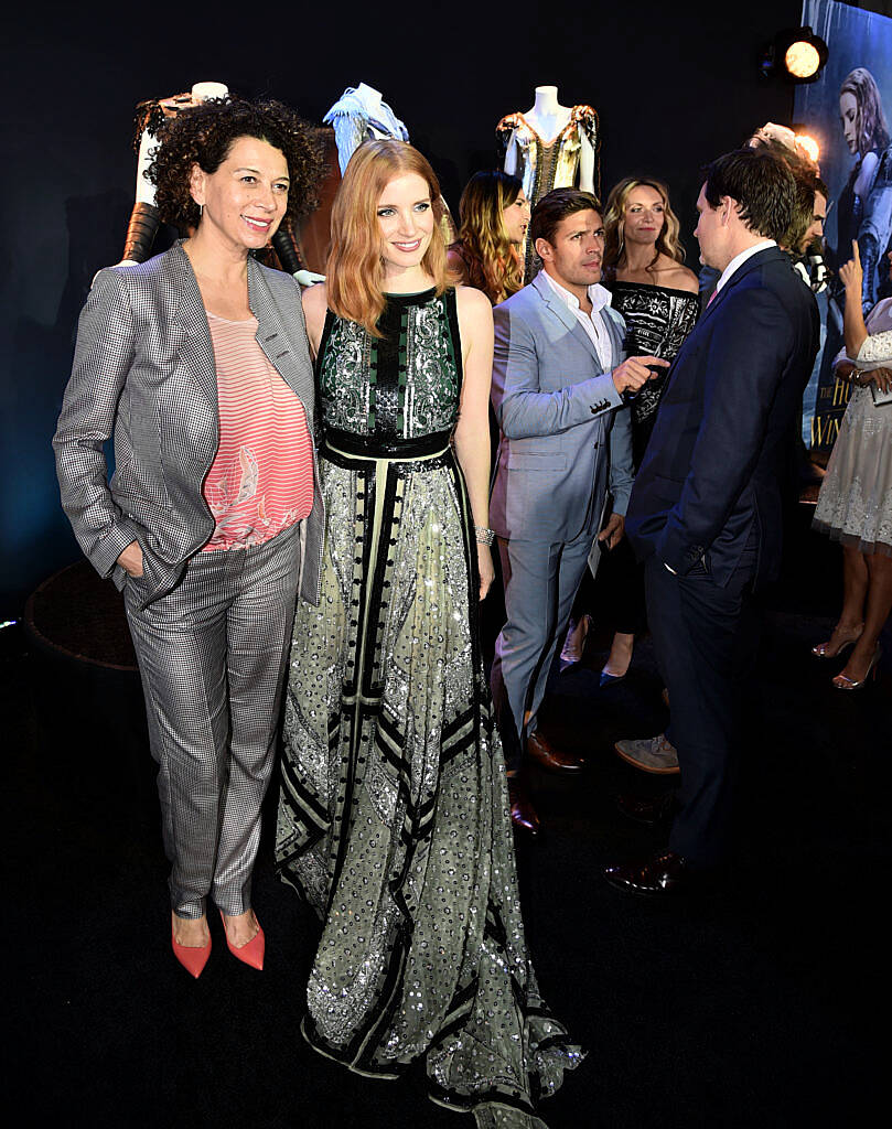 WESTWOOD, CALIFORNIA - APRIL 11:  Chairman of Universal Pictures Donna Langley and actress Jessica Chastain attend the premiere of  Universal Pictures' "The Huntsman: Winter's War" at the Regency Village Theatre on April 11, 2016 in Westwood, California.  (Photo by Kevin Winter/Getty Images)