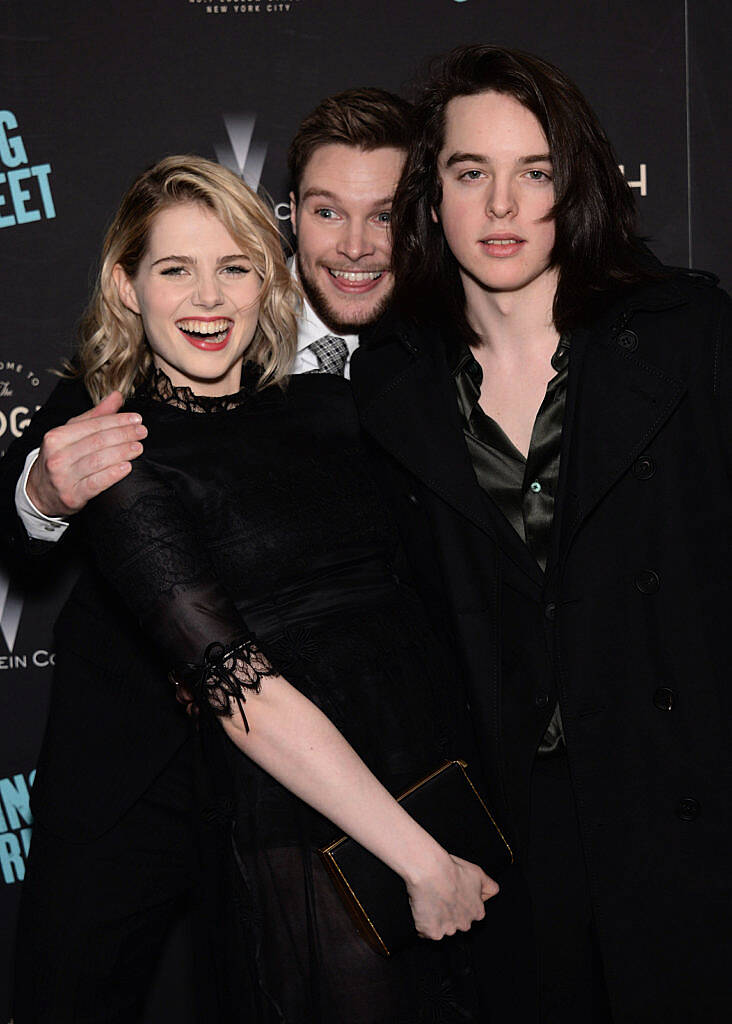 NEW YORK, NEW YORK - APRIL 12:  (L-R) Actors Lucy Boynton, Jack Reynor and Ferdia Walsh-Peelo arrive at The Weinstein Company hosts the premiere of 'Sing Street' at Metrograph on April 12, 2016 in New York City.  (Photo by Andrew Toth/Getty Images)