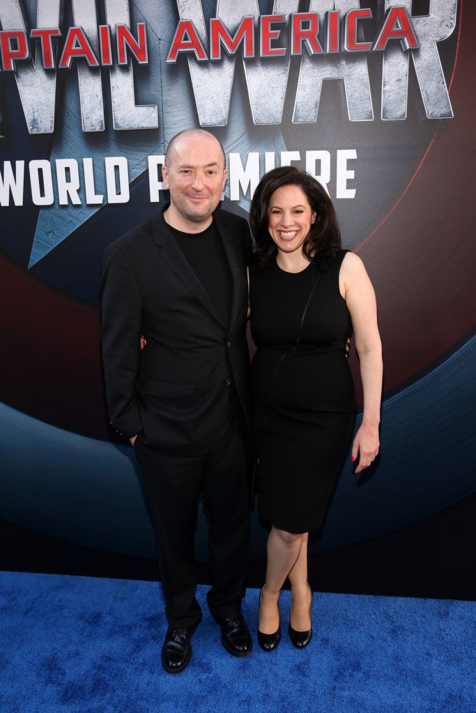 HOLLYWOOD, CALIFORNIA - APRIL 12:  Writer Christopher Markus (L) attends The World Premiere of Marvel's "Captain America: Civil War" at Dolby Theatre on April 12, 2016 in Los Angeles, California.  (Photo by Jesse Grant/Getty Images for Disney)