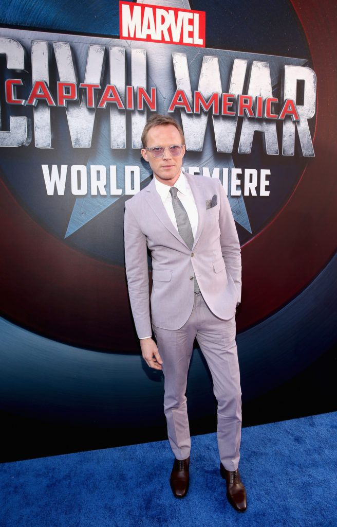 HOLLYWOOD, CALIFORNIA - APRIL 12:  Actor Paul Bettany attends The World Premiere of Marvel's "Captain America: Civil War" at Dolby Theatre on April 12, 2016 in Los Angeles, California.  (Photo by Jesse Grant/Getty Images for Disney)