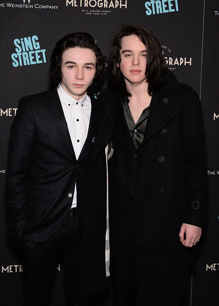 NEW YORK, NEW YORK - APRIL 12:  Actors Mark McKenna and Ferdia Walsh-Peelo arrive at The Weinstein Company hosts the premiere of 'Sing Street' at Metrograph on April 12, 2016 in New York City.  (Photo by Andrew Toth/Getty Images)