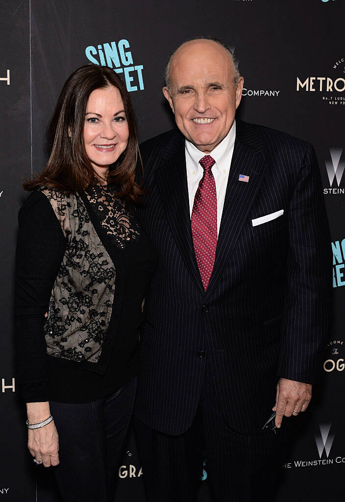 NEW YORK, NEW YORK - APRIL 12:  Judith Giuliani and former New York City Mayor Rudy Giuliani arrive at The Weinstein Company hosts the premiere of 'Sing Street' at Metrograph on April 12, 2016 in New York City.  (Photo by Andrew Toth/Getty Images)