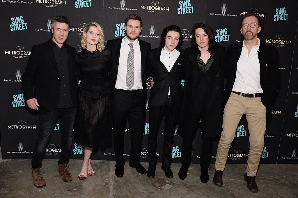 NEW YORK, NEW YORK - APRIL 12:  (L-R) Actors Aidan Gillen, Lucy Boynton, Jack Reynor, Mark McKenna, Ferdia Walsh-Peelo and director John Carney arrive at The Weinstein Company hosts the premiere of 'Sing Street' at Metrograph on April 12, 2016 in New York City.  (Photo by Andrew Toth/Getty Images)