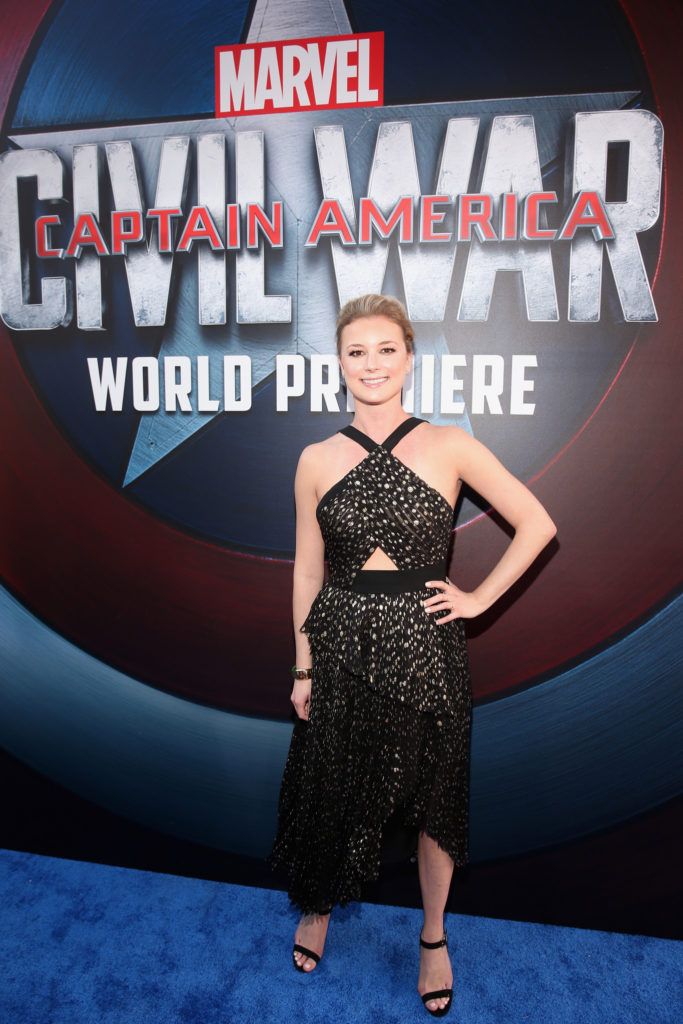 HOLLYWOOD, CALIFORNIA - APRIL 12:  Actress Emily VanCamp attends The World Premiere of Marvel's "Captain America: Civil War" at Dolby Theatre on April 12, 2016 in Los Angeles, California.  (Photo by Jesse Grant/Getty Images for Disney)