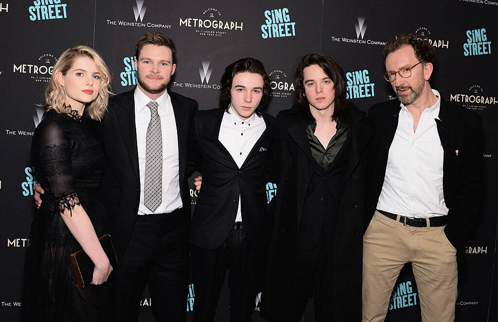 NEW YORK, NEW YORK - APRIL 12:  (L-R) Actors Lucy Boynton, Jack Reynor, Mark McKenna, Ferdia Walsh-Peelo and director John Carney arrive at The Weinstein Company hosts the premiere of 'Sing Street' at Metrograph on April 12, 2016 in New York City.  (Photo by Andrew Toth/Getty Images)