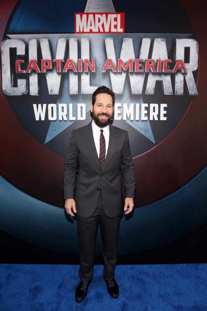 HOLLYWOOD, CALIFORNIA - APRIL 12:  Actor Paul Rudd attends The World Premiere of Marvel's "Captain America: Civil War" at Dolby Theatre on April 12, 2016 in Los Angeles, California.  (Photo by Jesse Grant/Getty Images for Disney)