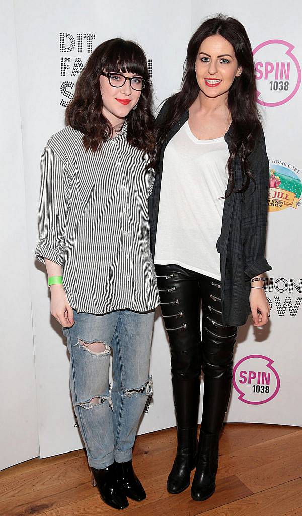 Rachel Farrell and Claire Mahoney at the DIT Fashion Show and Student Design Competition Final at Vicar Street,Dublin..Picture:Brian McEvoy