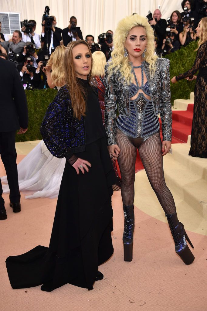 NEW YORK, NY - MAY 02: Allegra Versace Beck (L)and Lady Gaga attend the "Manus x Machina: Fashion In An Age Of Technology" Costume Institute Gala at Metropolitan Museum of Art on May 2, 2016 in New York City.  (Photo by Dimitrios Kambouris/Getty Images)