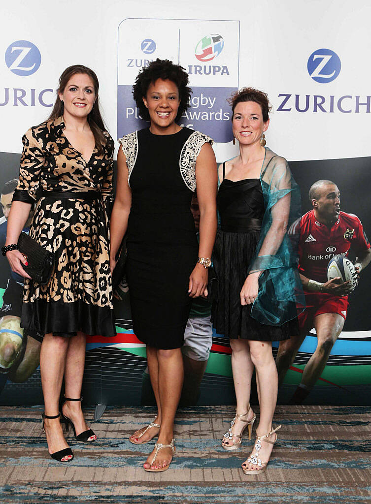 Fiona Coughlan and Sophie Spence and Susan Corty at the Zurich IRUPA  of the Year 2016 the 14th annual Awards ceremony  took place in the  Doubletree by Hilton on Burlington Road. Photo: Leon Farrell/Photocall Ireland