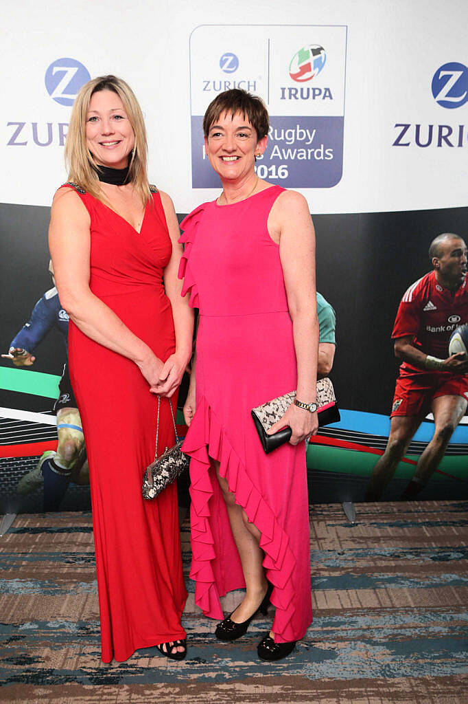 Michelle Olin and Margaret Ryan(AIB) at the Zurich IRUPA  of the Year 2016 the 14th annual Awards ceremony  took place in the  Doubletree by Hilton on Burlington Road. Photo: Leon Farrell/Photocall Ireland.