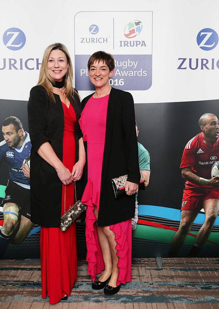 Michelle Olin and Margaret Ryan(AIB) at the Zurich IRUPA  of the Year 2016 the 14th annual Awards ceremony  took place in the  Doubletree by Hilton on Burlington Road. Photo: Leon Farrell/Photocall Ireland