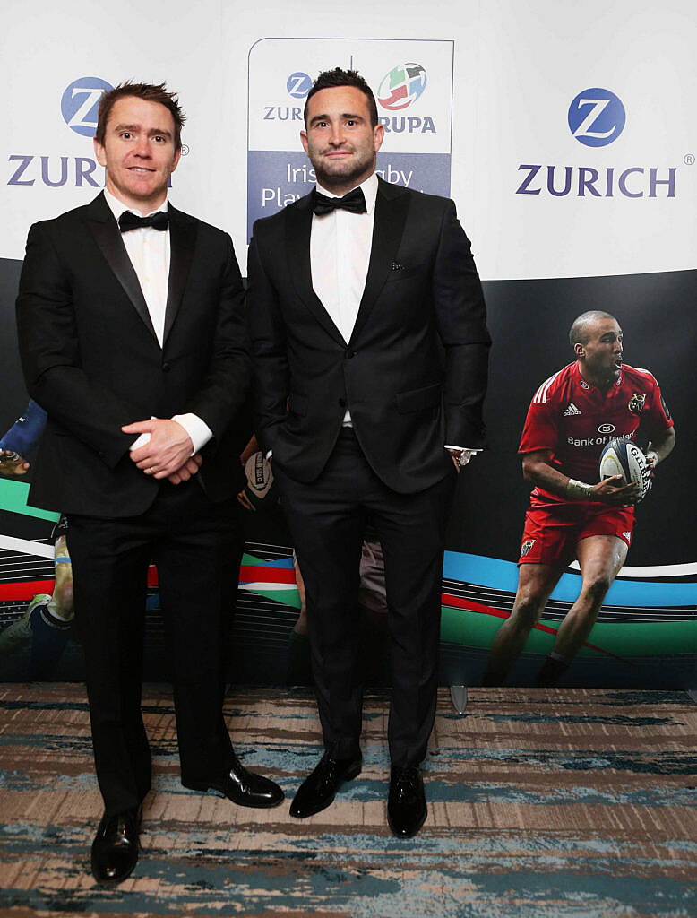 Eoin Reddan and Dave Kearney at the Zurich IRUPA  of the Year 2016 the 14th annual Awards ceremony  took place in the  Doubletree by Hilton on Burlington Road. Photo: Leon Farrell/Photocall Ireland.