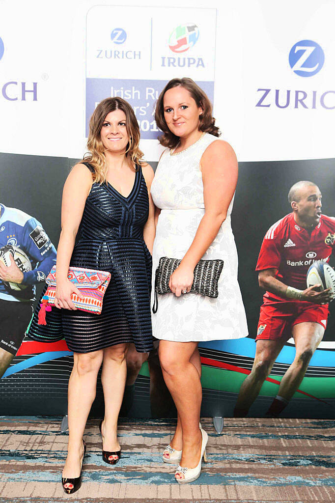 Grainne Galvin and Ciara Lucey at the Zurich IRUPA  of the Year 2016 the 14th annual Awards ceremony  took place in the  Doubletree by Hilton on Burlington Road. Photo: Leon Farrell/Photocall Ireland.