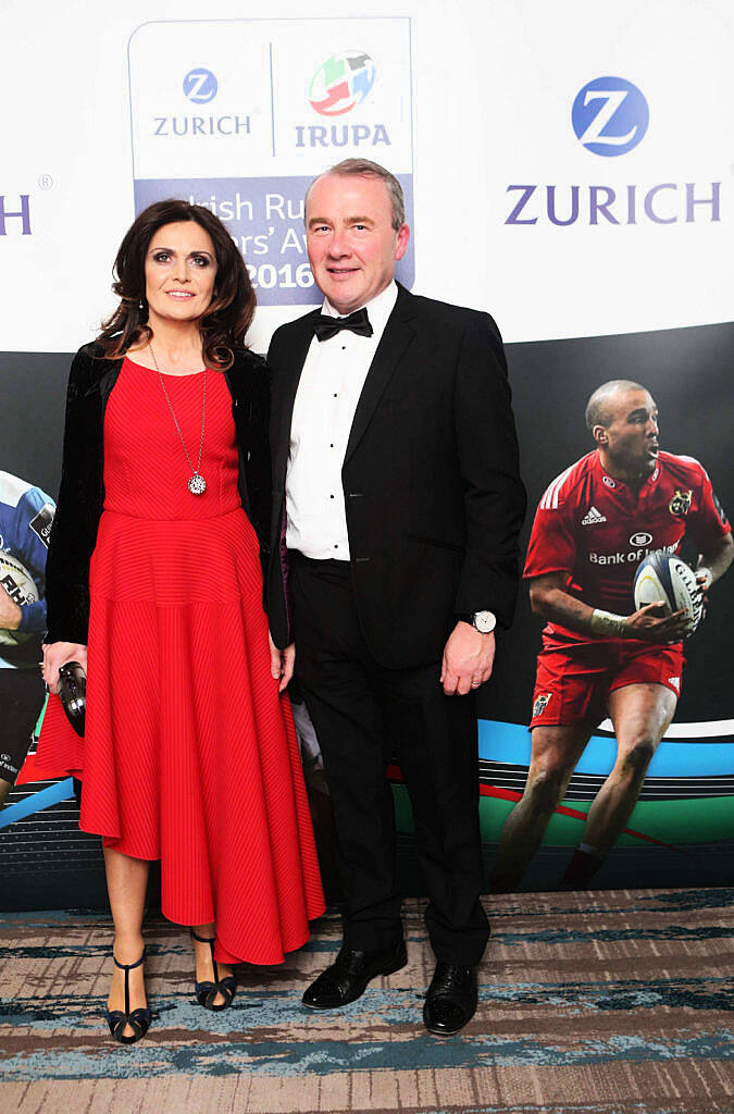 Conor and Claire Brennan at the Zurich IRUPA  of the Year 2016 the 14th annual Awards ceremony  took place in the  Doubletree by Hilton on Burlington Road. Photo: Leon Farrell/Photocall Ireland.