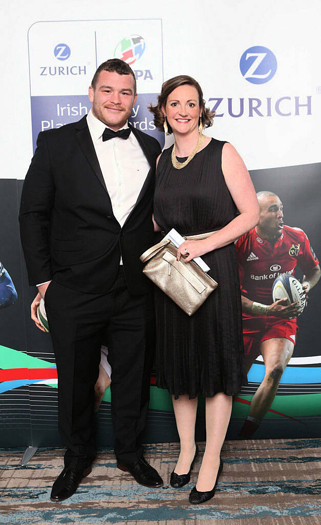 Jack McGrath and Lindsey Berne at the Zurich IRUPA  of the Year 2016 the 14th annual Awards ceremony  took place in the  Doubletree by Hilton on Burlington Road. Photo: Leon Farrell/Photocall Ireland.