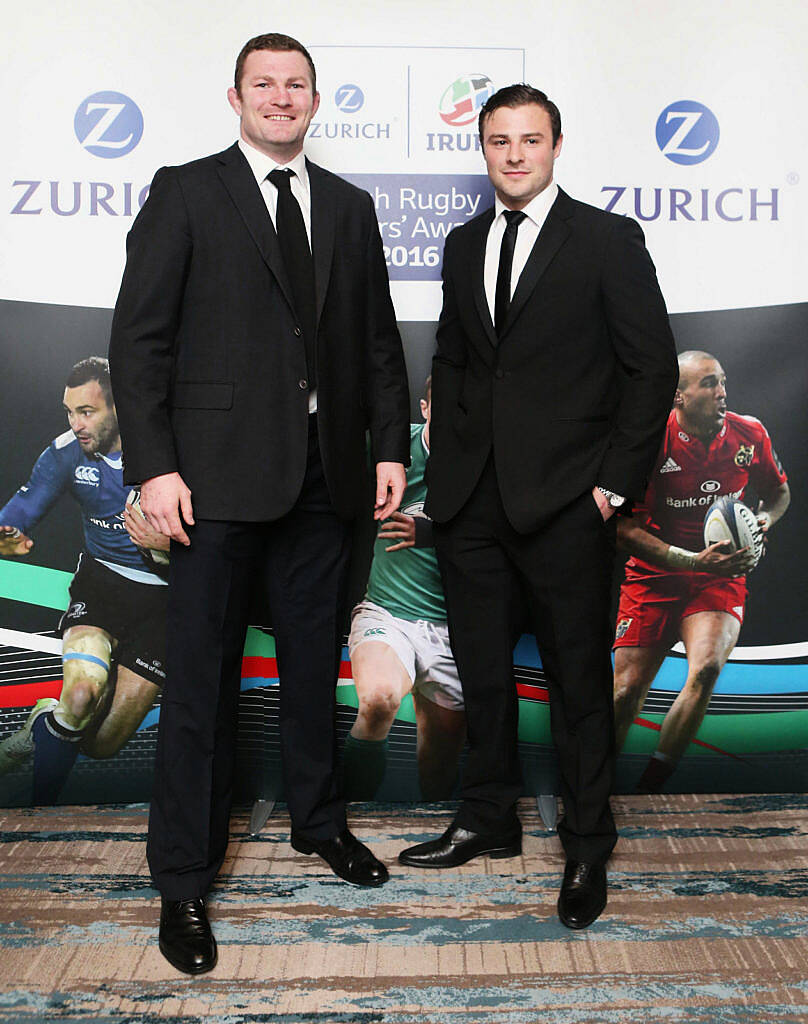 Donnacha Ryan and Robbie Henshaw at the Zurich IRUPA  of the Year 2016 the 14th annual Awards ceremony  took place in the  Doubletree by Hilton on Burlington Road. Photo: Leon Farrell/Photocall Ireland