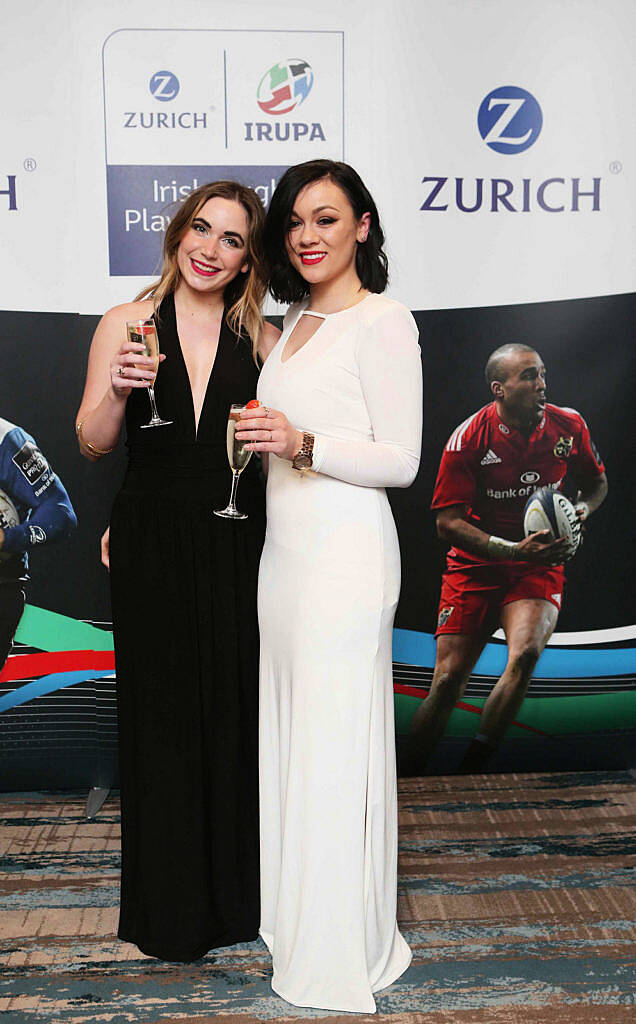 Sabrina Egerton and Aoife Carton at the Zurich IRUPA  of the Year 2016 the 14th annual Awards ceremony  took place in the  Doubletree by Hilton on Burlington Road. Photo: Leon Farrell/Photocall Ireland