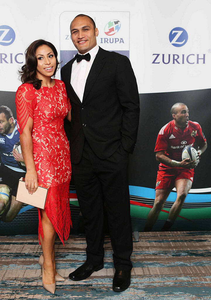 Sene and George Nooupu at the Zurich IRUPA  of the Year 2016 the 14th annual Awards ceremony  took place in the  Doubletree by Hilton on Burlington Road. Photo: Leon Farrell/Photocall Ireland