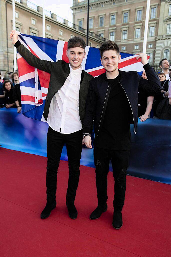 United Kingdom entry Joe and Jake pictured on the red carpet at the opening ceramony for the Eurovision Song Contest in Stockholm Sweden 2016. Picture Andres Poveda