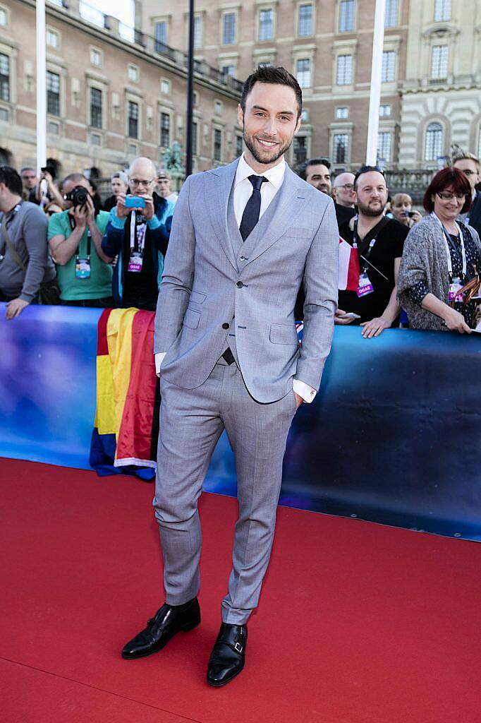 Pictured on the red carpet at the opening ceramony for the Eurovision Song Contest in Stockholm Sweden 2016 is last years Swedish winning entry Måns Zelmerlöw and co-presenter of this years show. Picture Andres Poveda