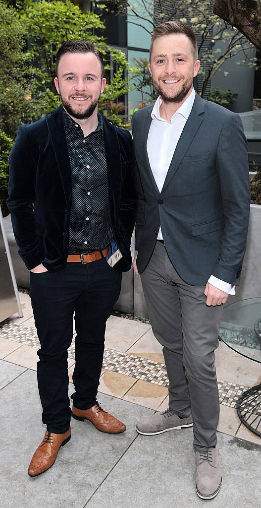 Dave Sullivan and George McMahon at the annual Gibson Hotel Summer Barbecue at The Gibson Hotel,Point Village,Dublin.Pictures:Brian McEvoy.