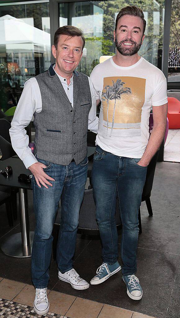 Alan Hughes and Karl Broderick  at the annual Gibson Hotel Summer Barbecue at The Gibson Hotel,Point Village,Dublin.Pictures:Brian McEvoy