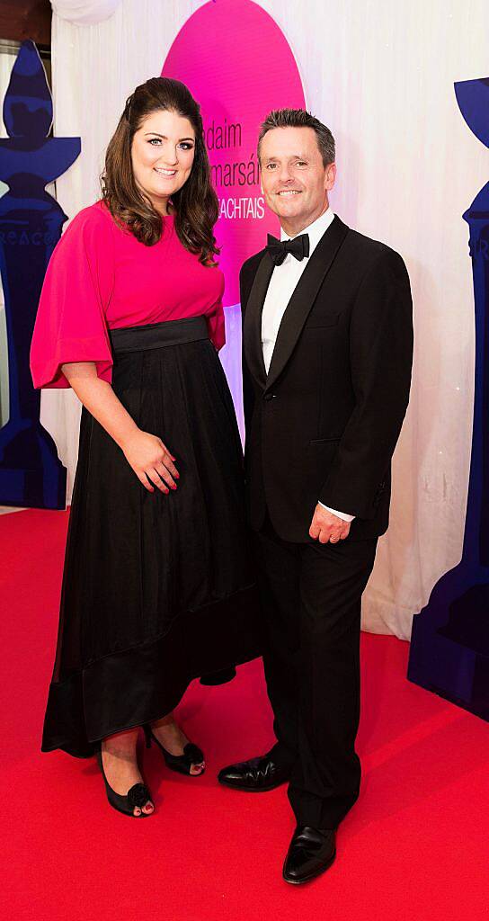 
Pictured at the Oireachtas Media Awards in the Salthill Hotel Galway was Loretta Ní Ghabháin, LorGMedia
 and mc for the night Aengus Mac Grianna RTE. These annual awards recognise the achievements and successes within the Irish language media sector.   Photo:Andrew Downes, xposure.   