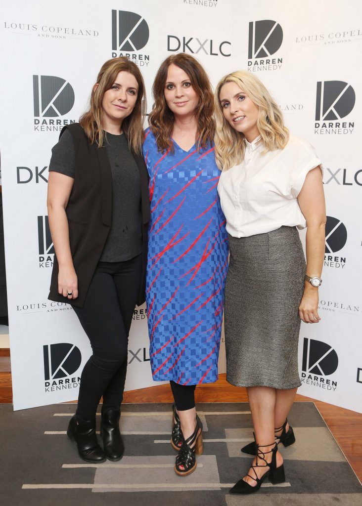 Lisa O Brien, Laura Hennessey and Tara Farrell pictured at the launch of the Darren Kennedy collection for Louis Copeland at the Louis Copeland store on Wicklow Street.  Guests enjoyed signature World Class cocktails specifically crafted by Diageo Reserve. Photo: Leon Farrell/Photocall Ireland.