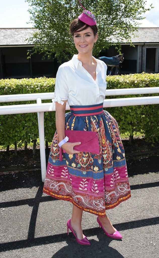 Helen Murphy at the Killashee Irish Tatler Style Icon competition at The 1000 Guineas at the Curragh Racecouse,Kildare.  Celebrity judge Yvonne Connolly joined Ciara McElligott of Killashee Hotel and publishing entrepreneur Norah Casey in the search for the ultimate iconic male and female looks from the race day punters. ..Picture Brian McEvoy.