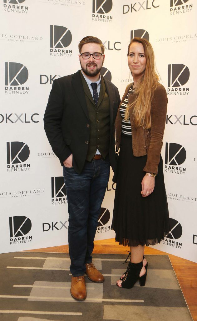 David Cashman and Anna Early  pictured at the launch of the Darren Kennedy collection for Louis Copeland at the Louis Copeland store on Wicklow Street.  Guests enjoyed signature World Class cocktails specifically crafted by Diageo Reserve. Photo: Leon Farrell/Photocall Ireland.
