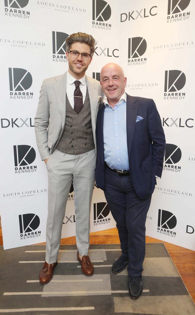 Darren Kennedy and Louis Copeland  pictured at the launch of the Darren Kennedy collection for Louis Copeland at the Louis Copeland store on Wicklow Street.  Guests enjoyed signature World Class cocktails specifically crafted by Diageo Reserve. Photo: Leon Farrell/Photocall Ireland.